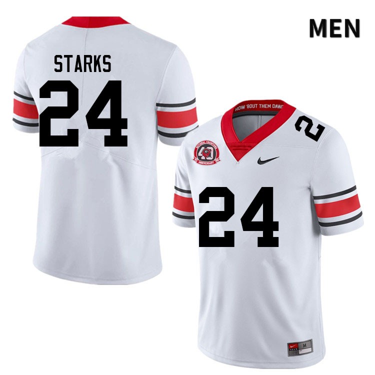 Georgia Bulldogs Men's Malaki Starks #24 White 1980 National Champions 40th Anniversary Stitched College UGA Football Jersey 23KX018QY